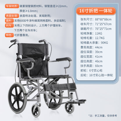 A manual wheelchair folding