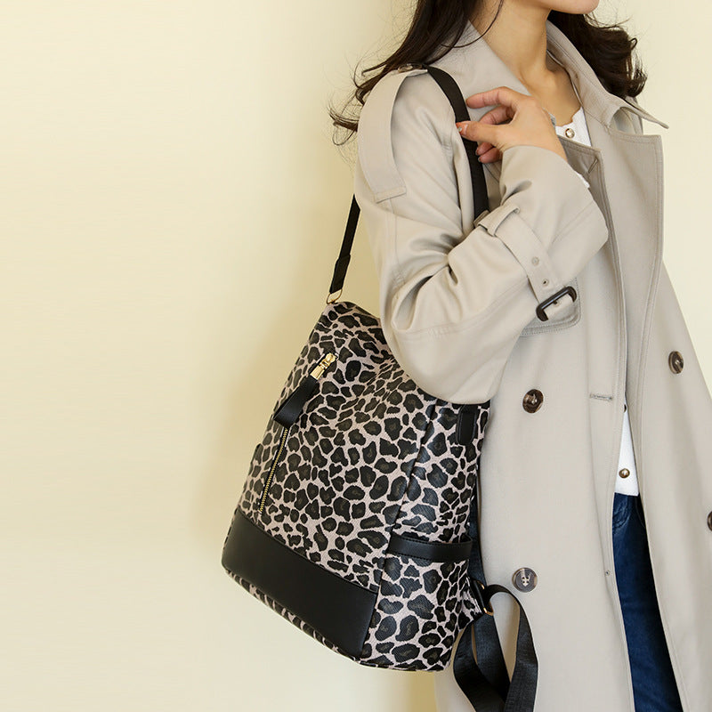 A European and American retro leopard print backpack women's bag - Mixbatch
