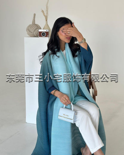 A  Pleated robe print cardigan women's clothing