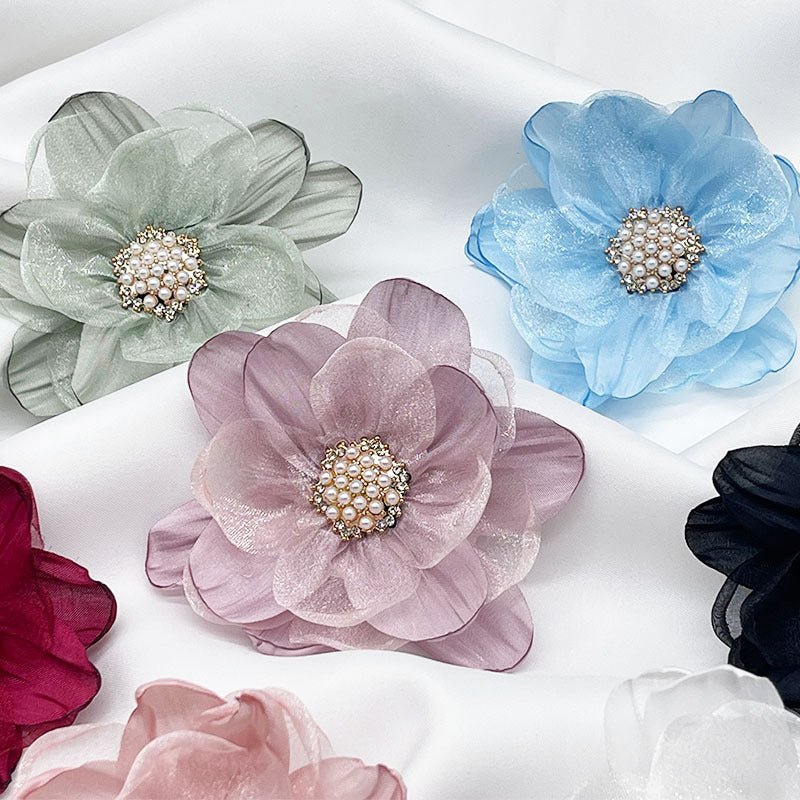 A fabric three-dimensional yarn handmade beads DIY dress shoe flower brooch jewelry accessories Eugen yarn flower accessories - Mixbatch