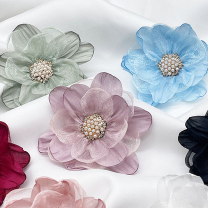 A fabric three-dimensional yarn handmade beads DIY dress shoe flower brooch jewelry accessories Eugen yarn flower accessories - Mixbatch