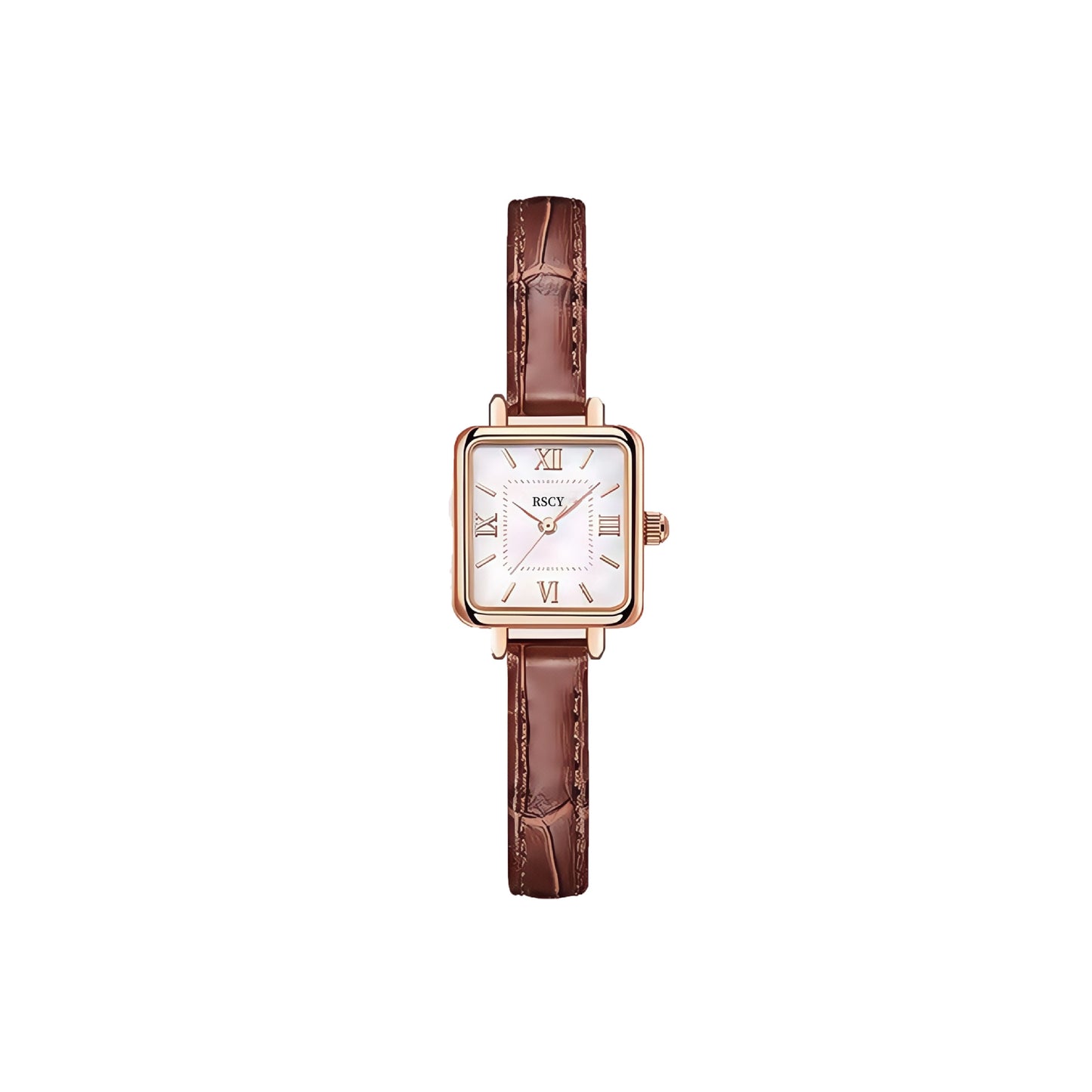 A new retro sugar cube elegant small brown watch RISCYUE luxury classic quartz women's watch