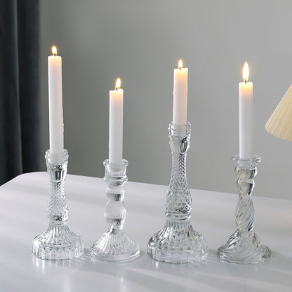A transparent crystal glass candlestick ornament