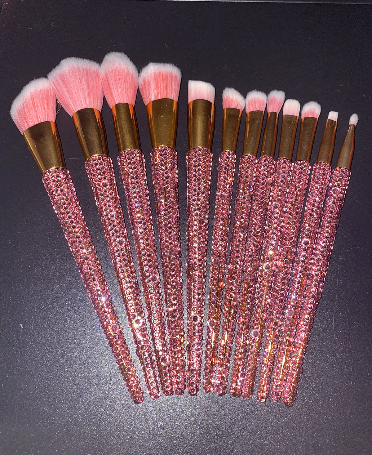 A 12 pcs full of diamond makeup brushes professional face and eye beauty kit, full of diamond Blingbling beauty - Mixbatch