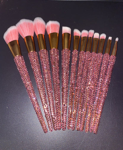 A 12 pcs full of diamond makeup brushes professional face and eye beauty kit, full of diamond Blingbling beauty - Mixbatch