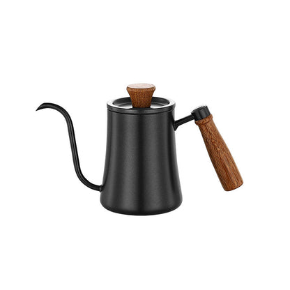 304 stainless steel hand-brewed coffee pot with lid, hanging ears, long mouth, thin mouth pot with thermometer, inner scale coffee utensils