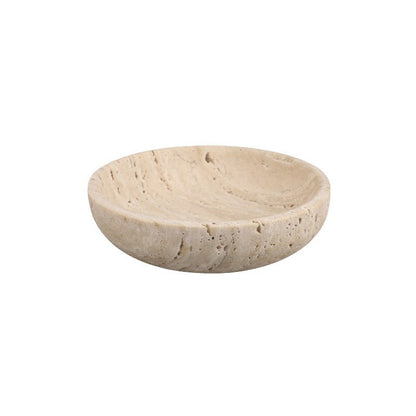 صينية زخرفية دائرية الشكل مصنوعة من رخام الترافرتين 