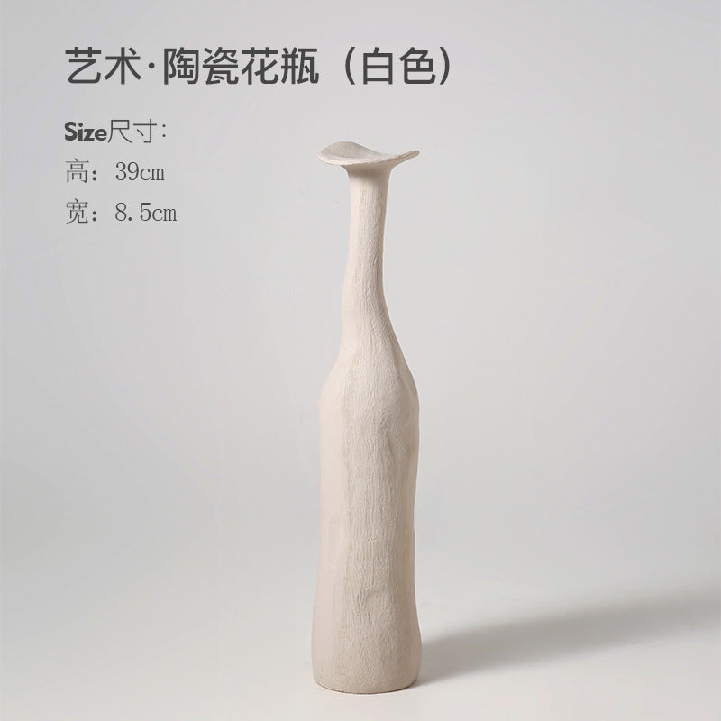 A Beihanmei wabi sandy wind Jingdezhen small vase ceramic high-end ornament flower arrangement living room home decoration