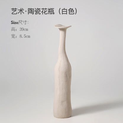 A Beihanmei wabi sandy wind Jingdezhen small vase ceramic high-end ornament flower arrangement living room home decoration