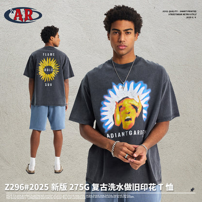 A printed T-shirt men's short sleeves
