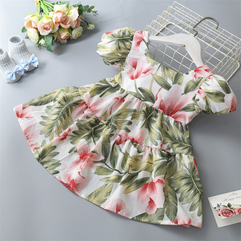 A [Cross-border] Girls' floral dress, children's princess dress, bow skirt spot wholesale - Mixbatch