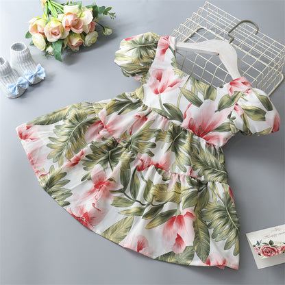 A [Cross-border] Girls' floral dress, children's princess dress, bow skirt spot wholesale - Mixbatch