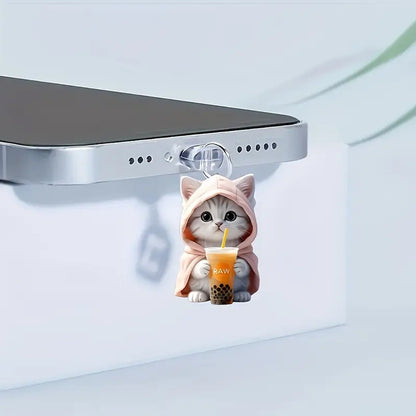 A cross-border new 2D acrylic dust plug is suitable for Apple mobile phone interface, cat is suitable for mobile phone cute explosion