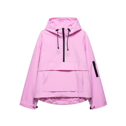 A hooded jacke