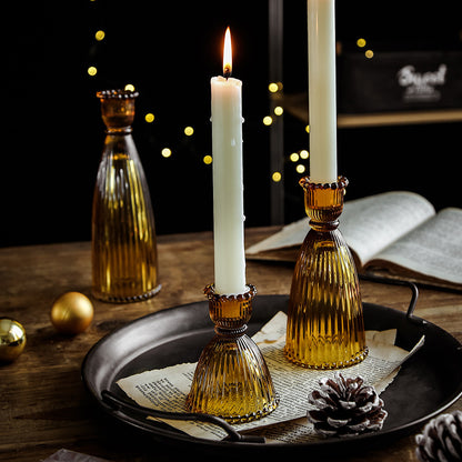A glass candlestick ornament