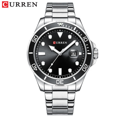 A Curren/Carrion 8388 Men's Watch, Waterproof Quartz Steel Strap Watch, Calendar Quartz watches