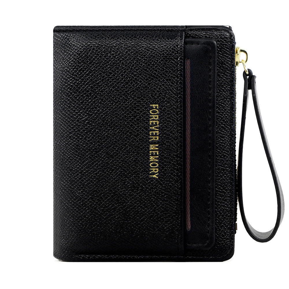 A new women's wallet short solid color card bag women's high-end cross-border zipper change bag source manufacturer