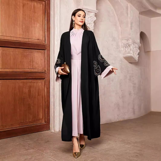 Cross-border women's clothing new Middle East Muslim fashion cardigan Dubai Arab robe bat sleeve elegant dress - Mixbatch