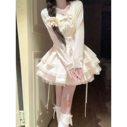 A Cake Dress and Cardigan Two-Piece Set