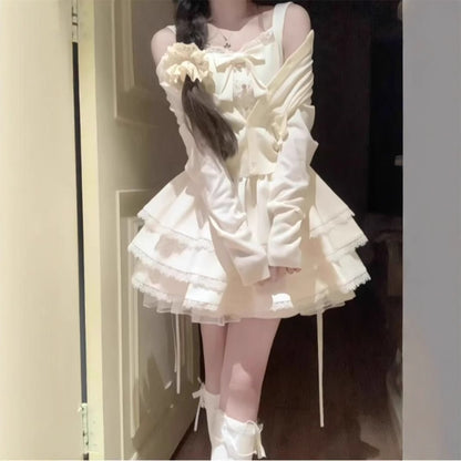 A Cake Dress and Cardigan Two-Piece Set