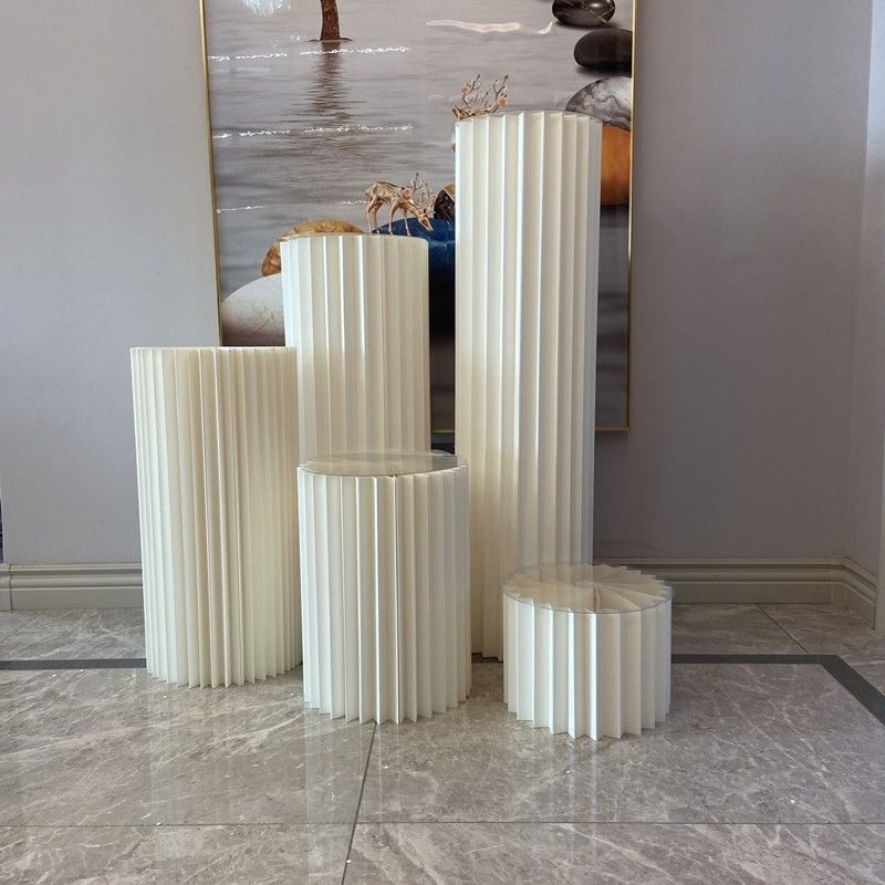 A Dessert Table Display Stand Wedding Folding Cylinder Paper Roman Column Folding Ornament Shopping Mall Window Birthday Party Arrangement
