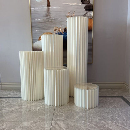 A Dessert Table Display Stand Wedding Folding Cylinder Paper Roman Column Folding Ornament Shopping Mall Window Birthday Party Arrangement