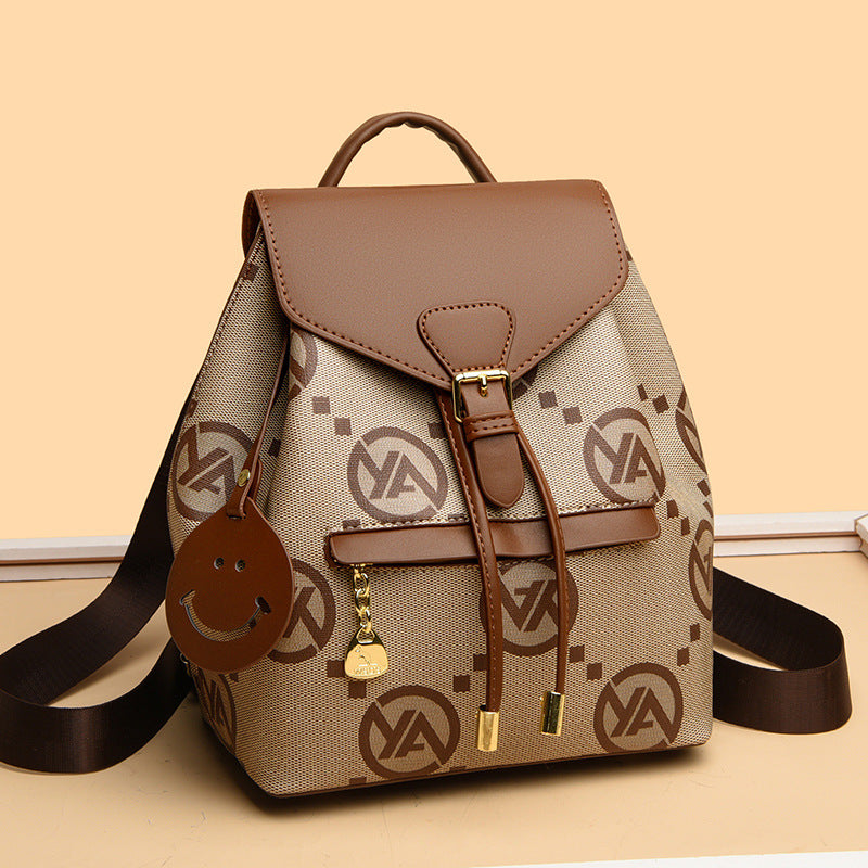 A new fashionable versatile soft leather large-capacity schoolbag leisure travel bag high value backpack - Mixbatch
