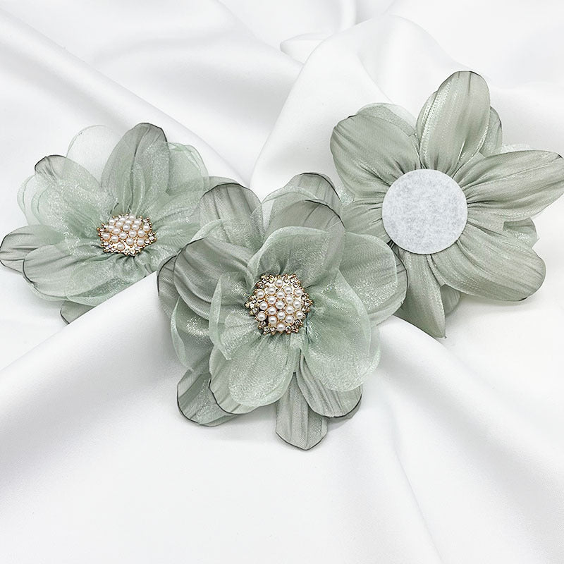 A organza flower accessories multi-layer three-dimensional gauze handmade beads DIY burnt edge flower jewelry shoe flower accessories - Mixbatch