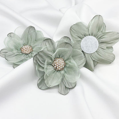 A organza flower accessories multi-layer three-dimensional gauze handmade beads DIY burnt edge flower jewelry shoe flower accessories - Mixbatch