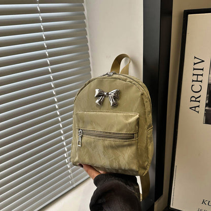 A Bow Casual Fashion Korean Edition Large Capacity College Style Girls Light Small Travel Back Shoulder Backpack Women