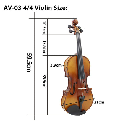 A Natural Bright Violin AV-03 Tiger Maple Backplane Solid Wood Violin Beginner Practice Violin