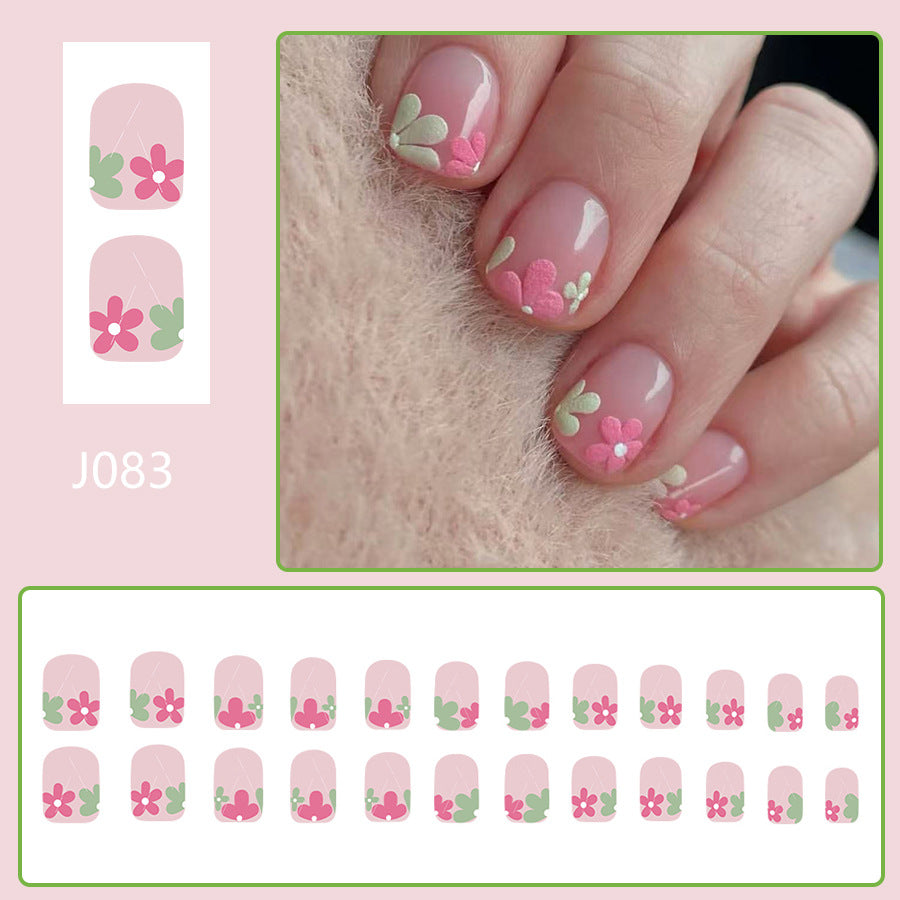 A short glossy square armor, European, American cross-border foreign trade fashion, fresh spring cute little flower detachable wearing armor 24 pieces - Mixbatch