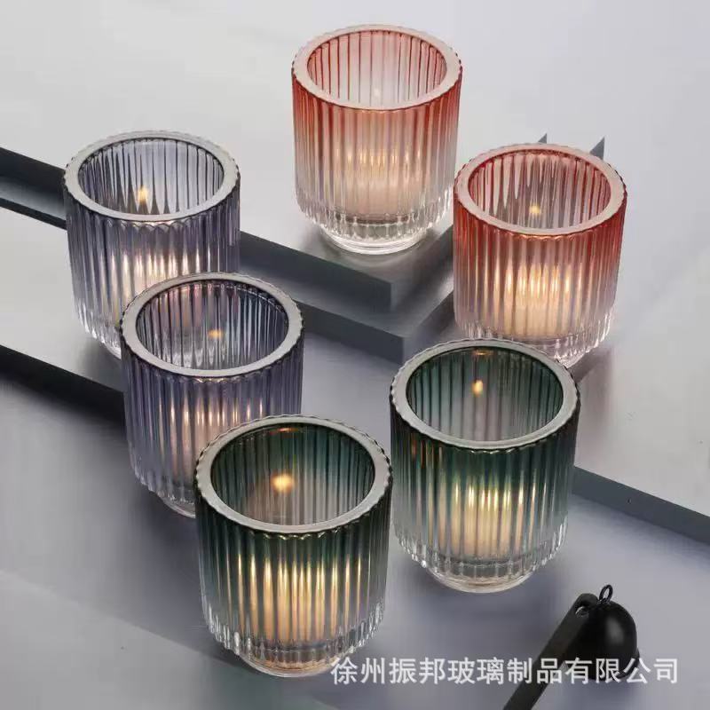 A gradual change of color candle cup empty glass candlestick