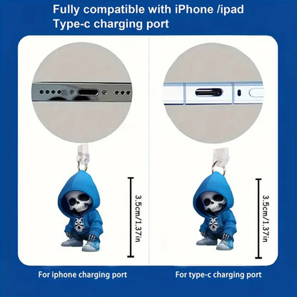 A Sweater Skull Acrylic Pendant Mobile Phone Dust Plug Suitable for Apple Mobile Phone Charging Interface and Type-c Interface