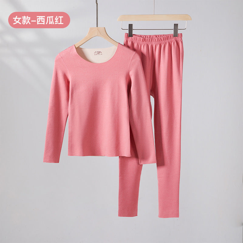 A autumn and winter silk wool thermal underwear female couple German velvet heating thickened primer long johns set wholesale - Mixbatch