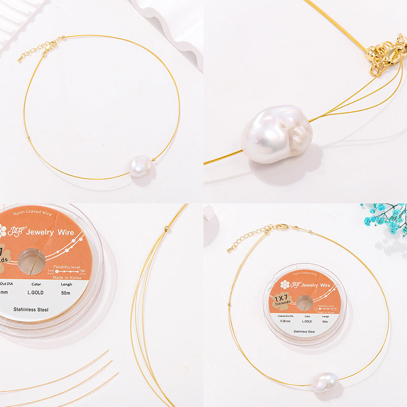 A Korea imported gold wire soft wire steel wire, handmade DIY wearing pearl bracelet necklace jewelry line accessories - Mixbatch