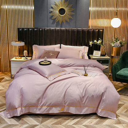 Tiansi Gongsatin 60s embroidered four piece bedding set, bed sheets and duvet covers 1.8m set, light luxury Nordic style 2.0kg - Mixbatch
