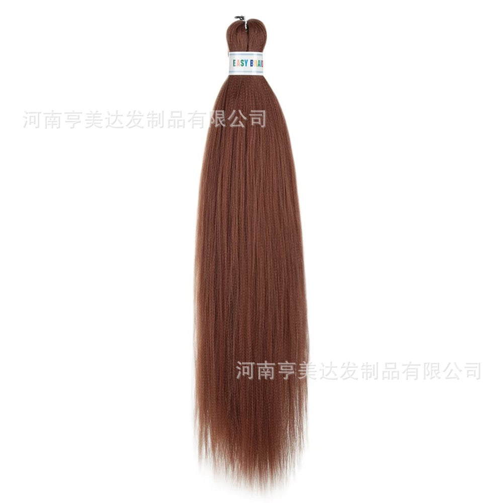 A EZ Color 26inch Women Chemical Fiber Long Straight Hair Large Easy Braided Hair Low Temperature Silk Long Straight Hair Wig - Mixbatch