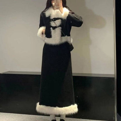 A coat half-length skirt set