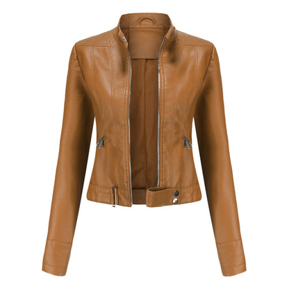 A women's leather jacket