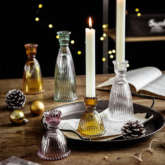 A glass candlestick ornament