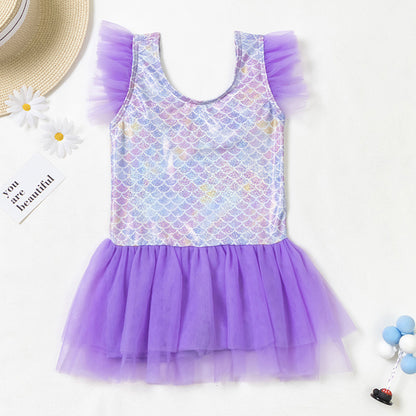 A Korean children's swimsuit girls split skirt swimsuit baby bikini girls medium children cute flower swimsuit - Mixbatch