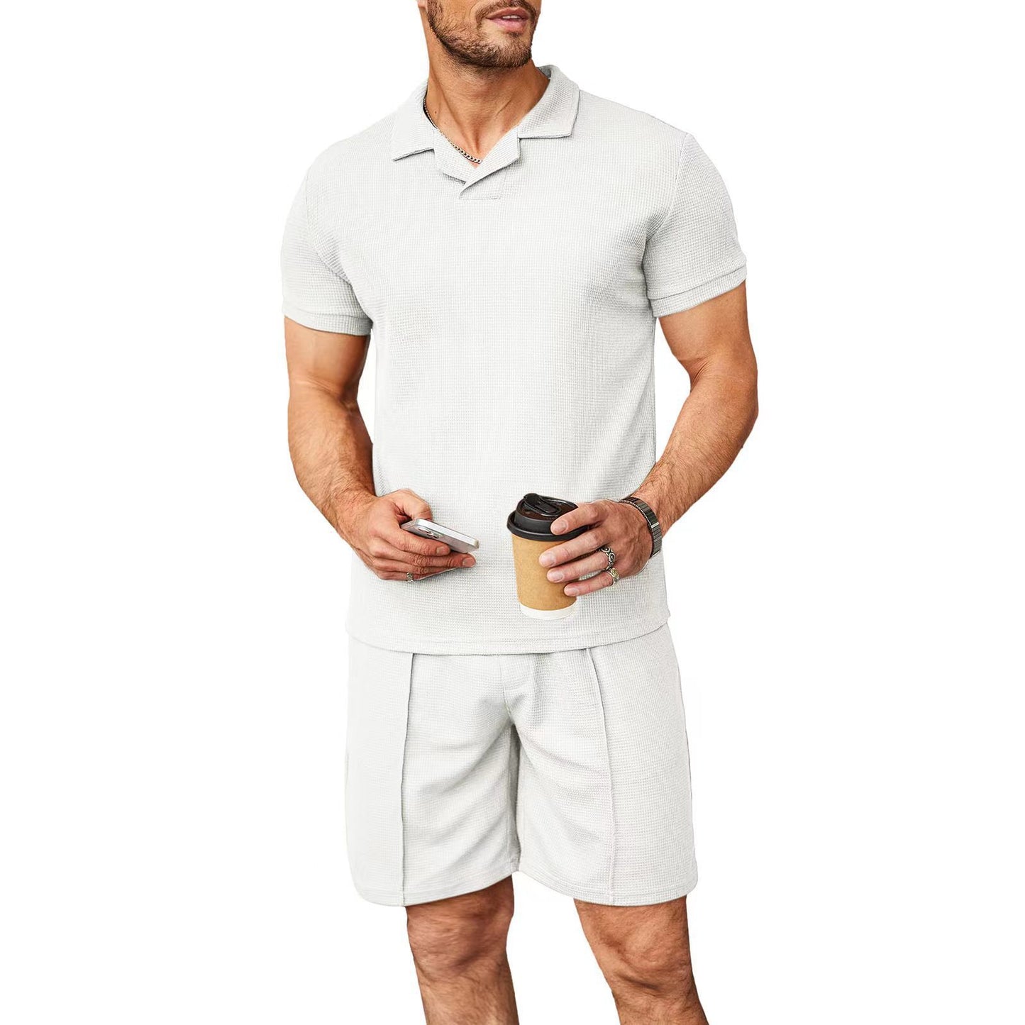 A polo shirt V-neck short-sleeved men's suit