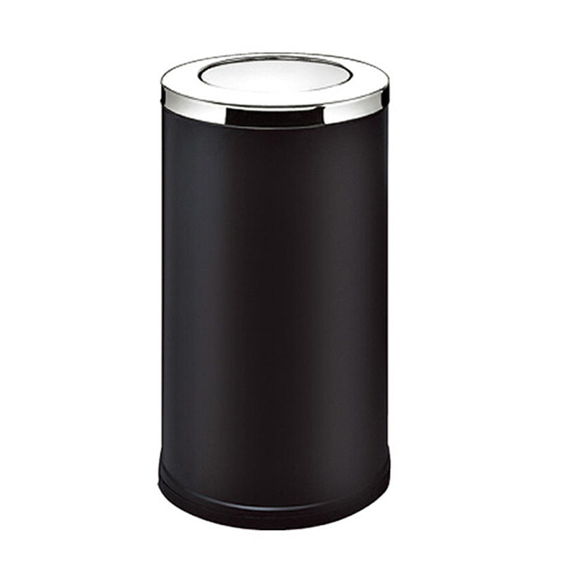 A stainless steel trash can