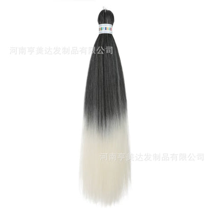 A EZ Color 26inch Women Chemical Fiber Long Straight Hair Large Easy Braided Hair Low Temperature Silk Long Straight Hair Wig - Mixbatch