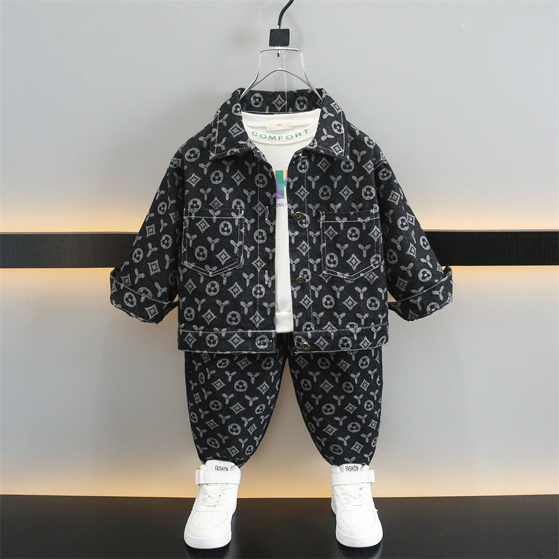 A children's suit denim two-piece set
