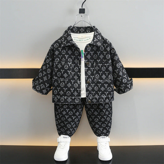 A children's suit denim two-piece set