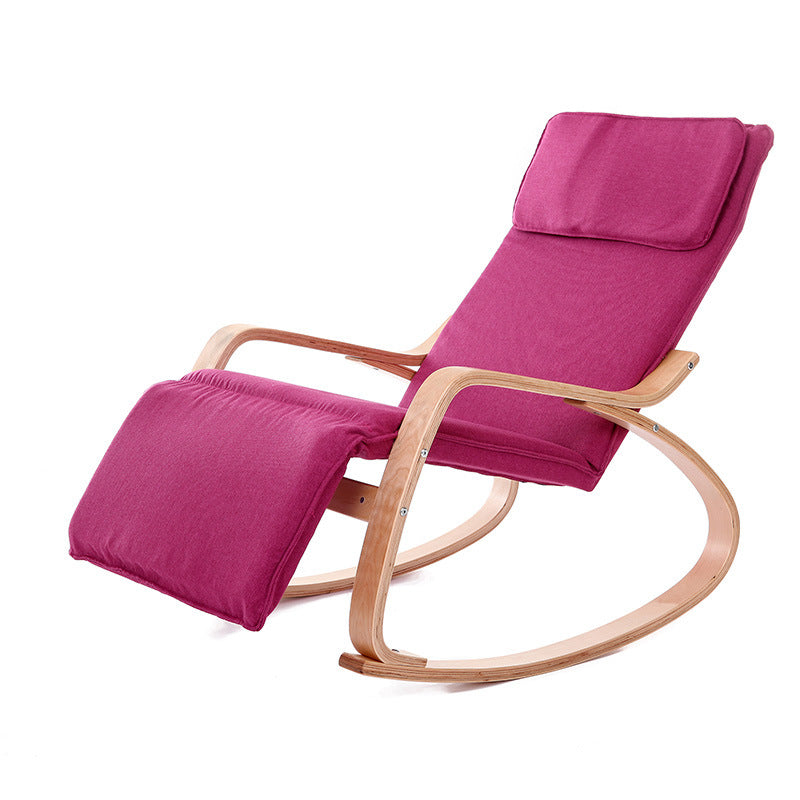 A Solid wood curved wooden rocking chair Lazy sofa Nordic lazy boon rocking chair recliner balcony living room nap adult