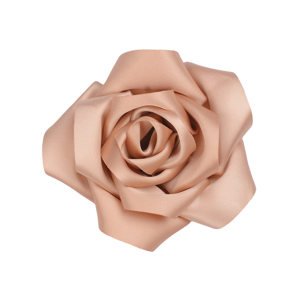 A retro rose bud high-grade satin three-dimensional silk cloth large flower DIY neck flower brooch clothing shoes and hats accessories - Mixbatch
