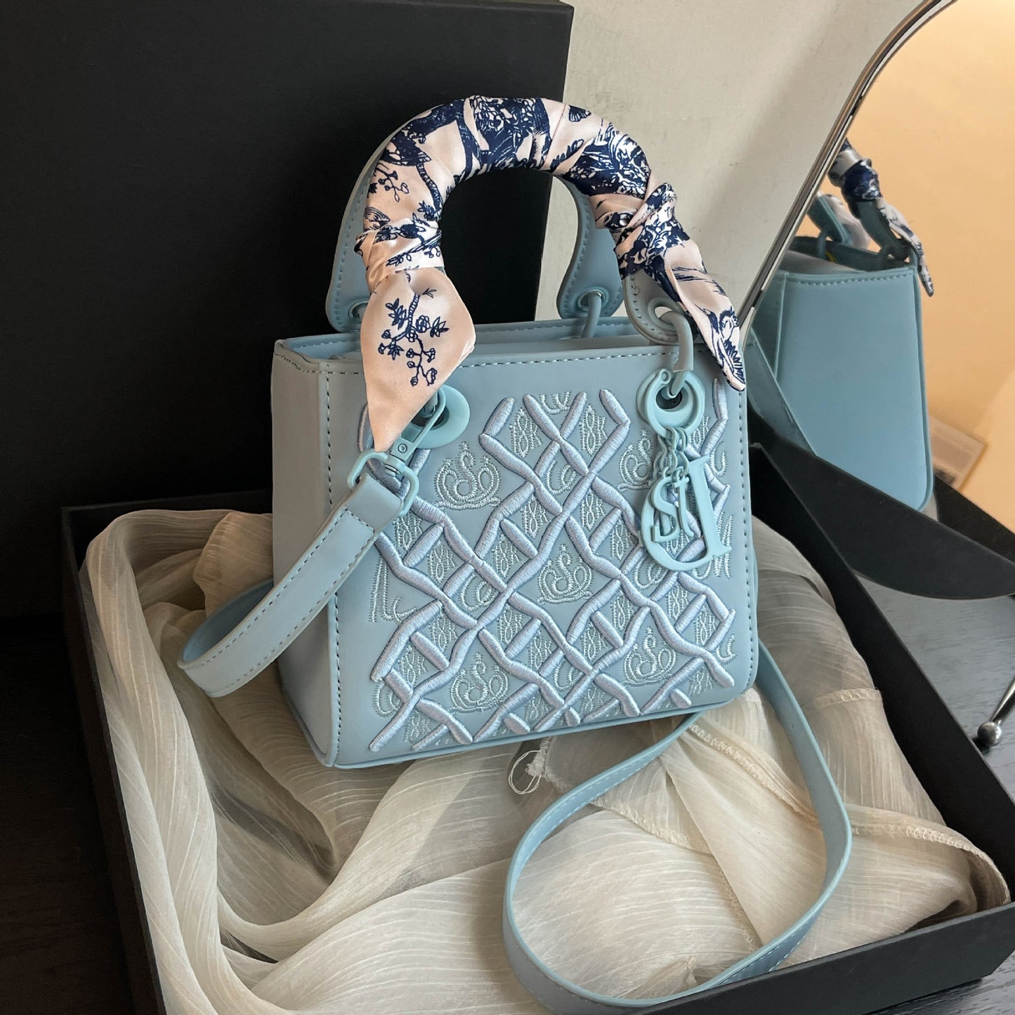 A  bag with embroidery pattern